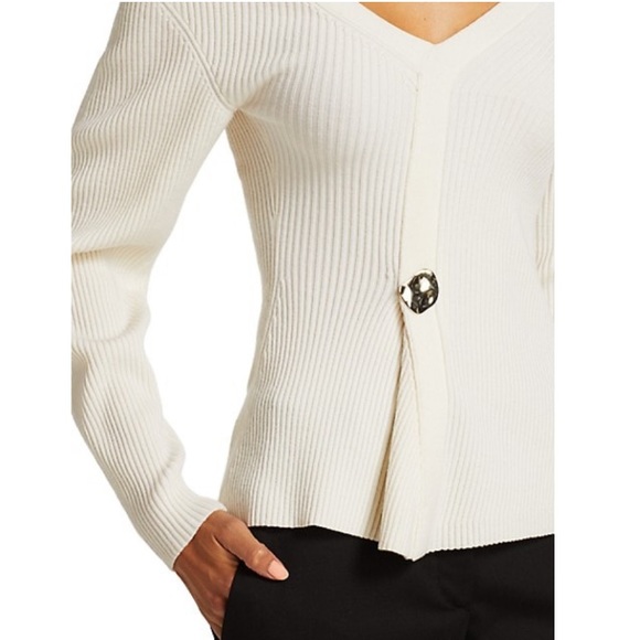 3.1 Phillip Lim Wool Ribbed Off Shoulder Sweater - Picture 5 of 5